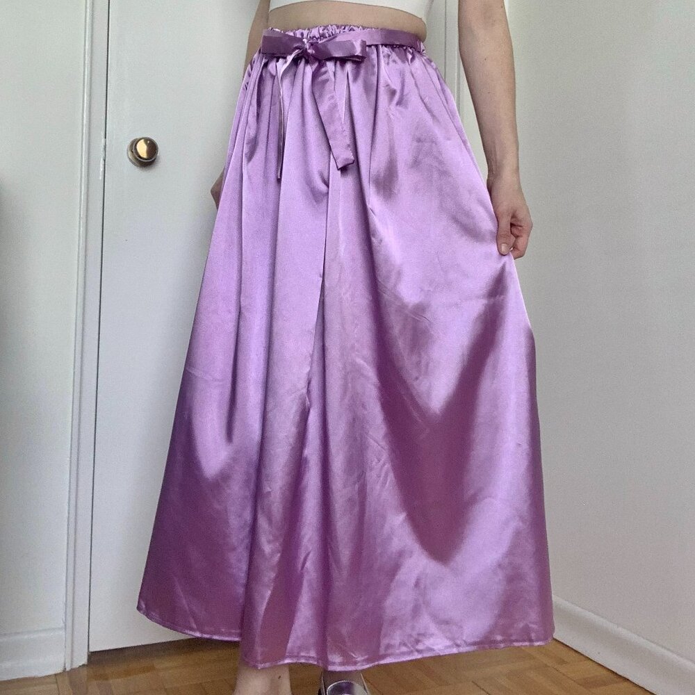 Purple Long Satin Skirt Lolita Dollette Balletcore Coquette Princess Feminine
